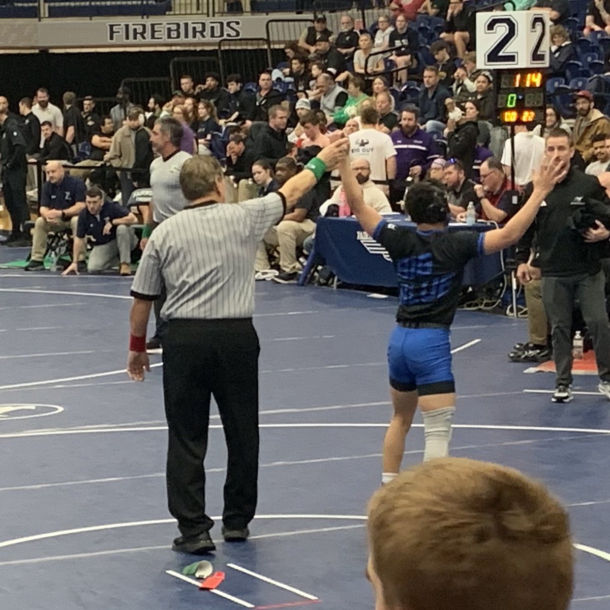 HHSBigBlueAD's tweet photo. Jayden Knowles punches his ticket to state and is headed to the finals of the district championships https://t.co/FWHZXDHNZw