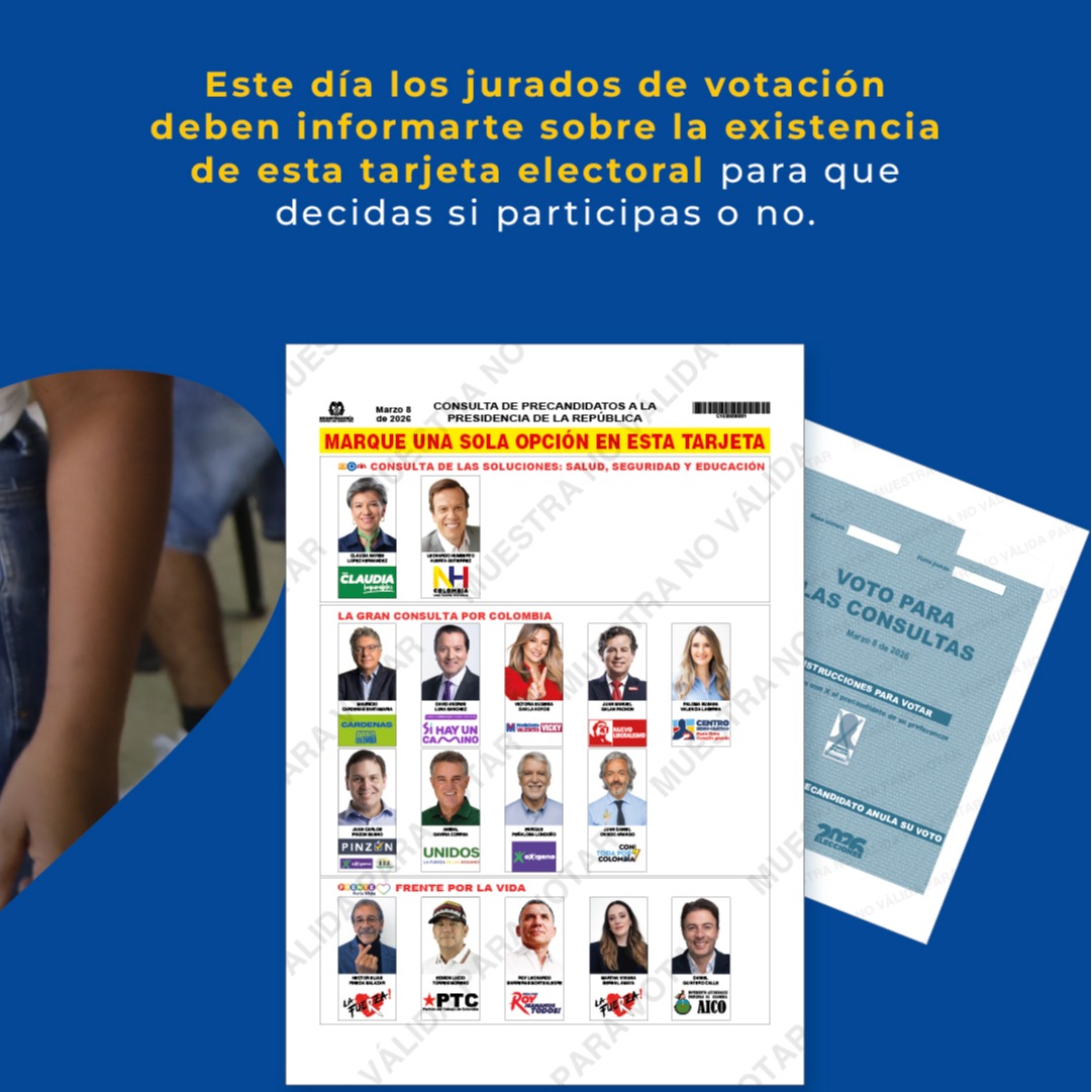 Registraduria's tweet photo. 🗳️ Este 8 de marzo también puedes participar en las consultas interpartidistas. Recuerda que si marcas más de una opción, tu voto se anula.

Cuando votas informado también le das un voto de confianza a la democracia.