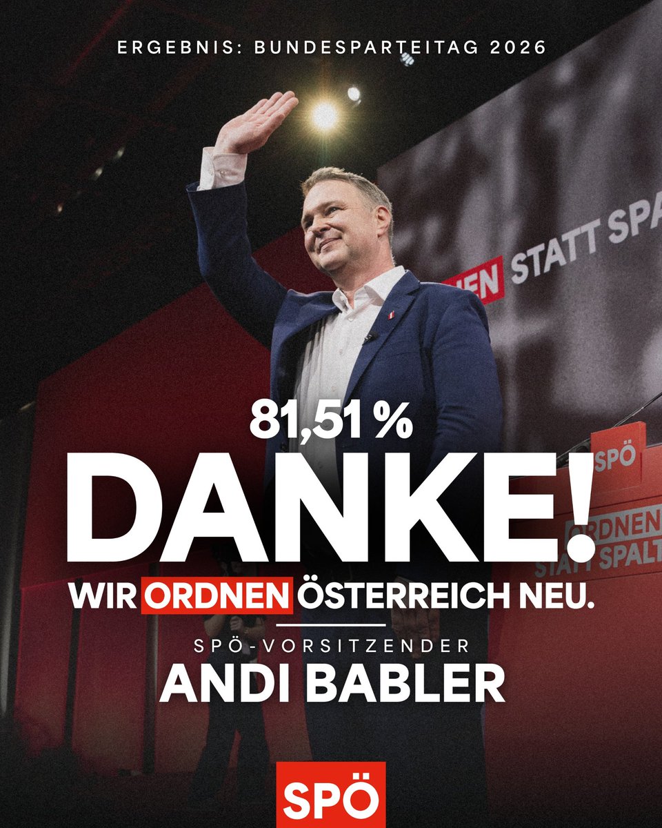AndiBabler's tweet photo. 81,51%! DANKE! Wir ordnen Österreich neu!
Vor mehr als einem Jahr haben wir eine wegweisende und bewusste Entscheidung getroffen: In einer herausfordernden Zeit, Verantwortung für unser Land zu übernehmen. Und das hat sich ausgezahlt. 1/ https://t.co/wNfGLlB8of