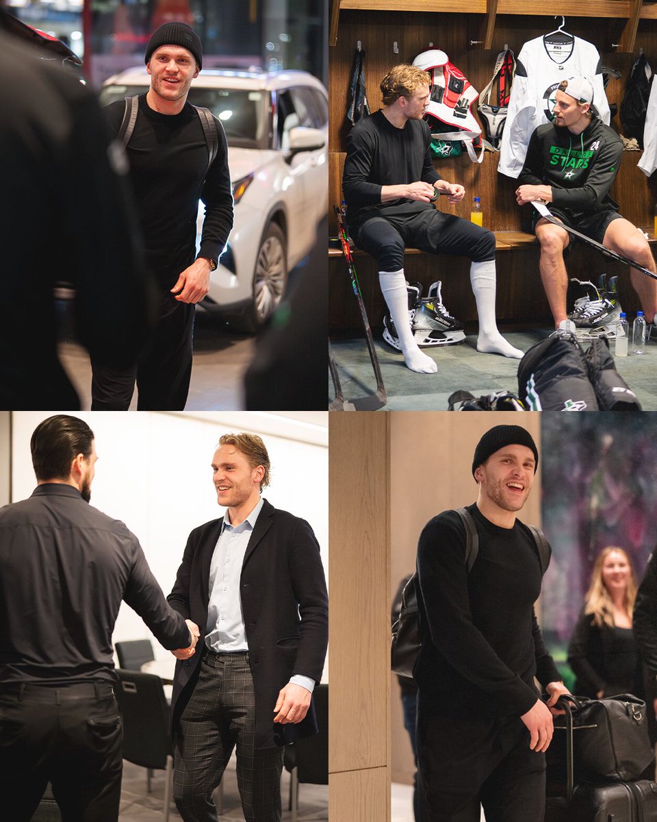 DallasStars's tweet photo. When Mikko met the team in Edmonton for his Stars debut 🤩

March 7-8, 2025 https://t.co/GxHemOnbkW