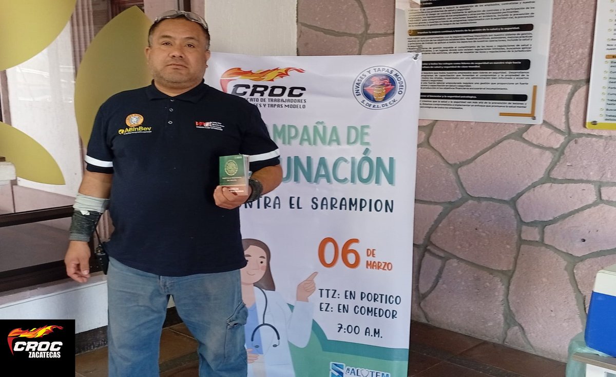 FrocZacatecas's tweet photo. 𝑨𝒄𝒄𝒊𝒐𝒏𝒆𝒔 𝒆𝒏 𝒔𝒂𝒍𝒖𝒅❗❗
Se lleva a cabo jornada de vacunación contra el sarampión en tapas y tapones y envases de Zacatecas, la prevención es primordial y directriz del líder nacional Isaías González Cuevas. 
#sindicatocroczacatecas 
#CROCContigo 
#CROQUIZATE https://t.co/oSjVuPIIkG