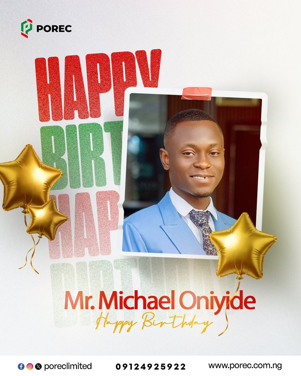 poreclimited's tweet photo. Happy Birthday to Mr. Michael Oniyide 🎉
Today we celebrate a remarkable leader in POREC whose dedication, leadership, and commitment continue to inspire excellence. Wishing you greater achievements, good health, and many more impactful years ahead. https://t.co/O35mMmYO66