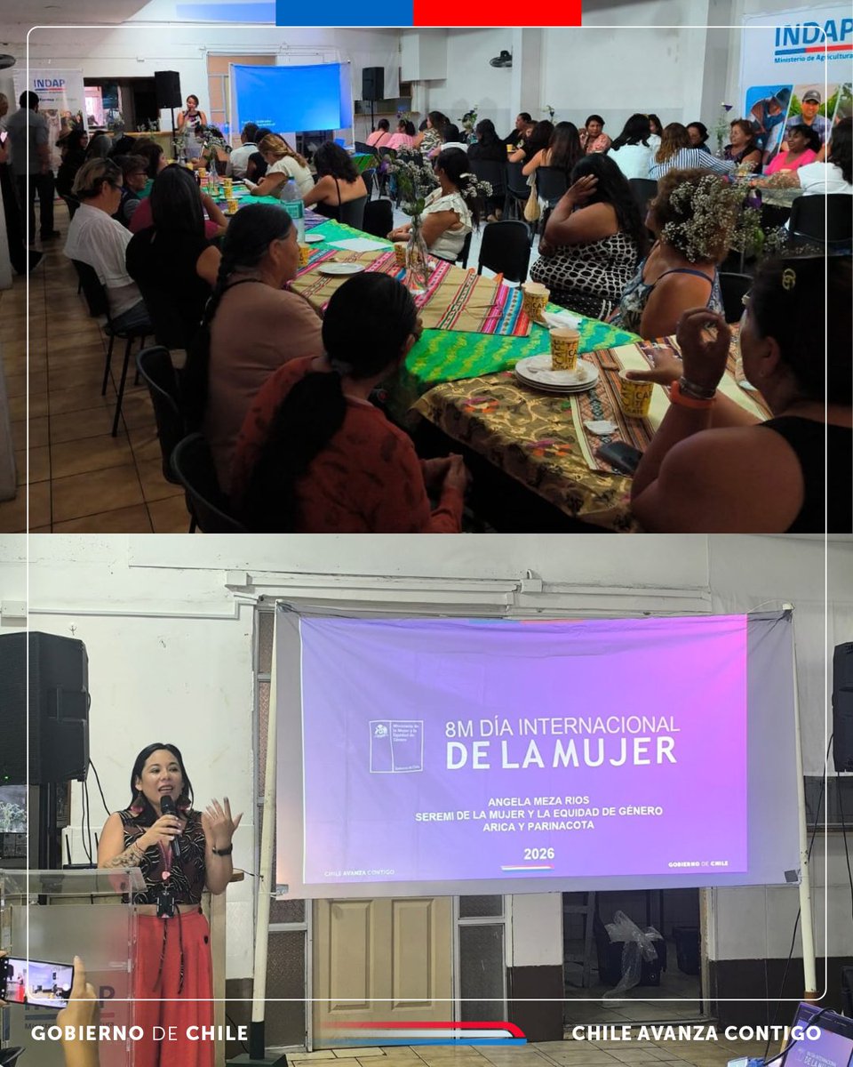 Seremi de la Mujer y EG de Arica y Parinacota, Ángela Meza Ríos, participó en el 1er Ampliado de la Mesa de la Mujer Rural 2026. Se presentó #ChileAvanzaConTodas y se abordó el plan de trabajo anual, fortaleciendo el liderazgo y autonomía de mujeres rurales. 🌱👩‍🌾💜