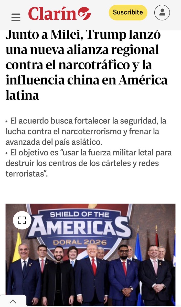 ES SÓLO UN ANUNCIO

De la nueva alianza militar que el Presidente <a href="/JMilei/">Javier Milei</a> pretende integrar, lo único que tiene validez es la foto.

Para validar el acuerdo, se necesita la aprobación del Congreso. Para ejecutarlo, también. Además, la Ley de Seguridad Interior impide avanzar.