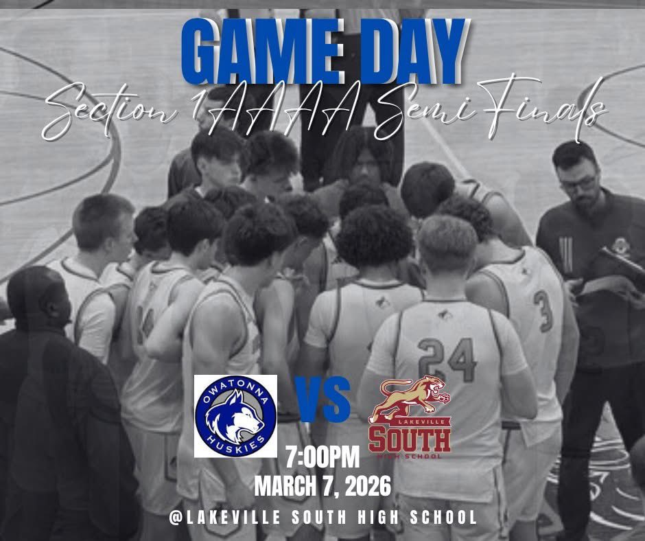 🏀It's Game Day!
Let's do it again!

The #5 Huskies take on the #1 Lakeville South Cougars.

🐾Come fill the stands and cheer the Huskies on.  
▪️7:00pm
📍Lakeville South Highschool gym

🎟️ Tickets: gofan.co/app/school/MN6…
Livestream: gametimemn.com/lshs-cougars-l…