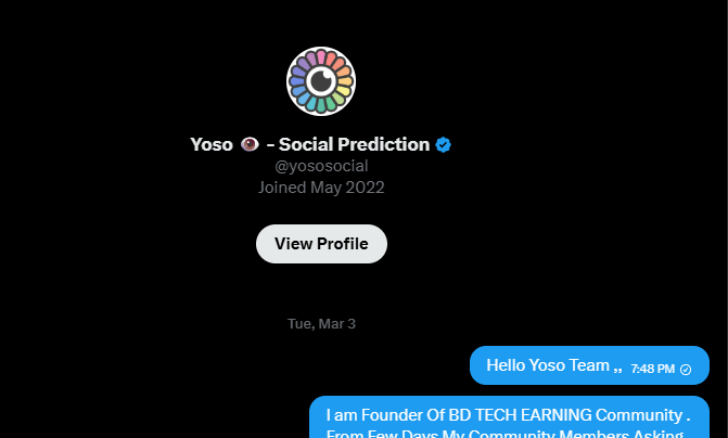 Hello <a href="/yososocial/">Yoso 👁️ - Social Prediction</a> Team ,, 

I need Some Yoso Access Code For My Community . Everyday User's Asking Me for for Yoso Code . I already send You a DM with Full Information . Please Check It And Give us Some Code for Early access . 

My community Members Eagerly waiting to Receive the