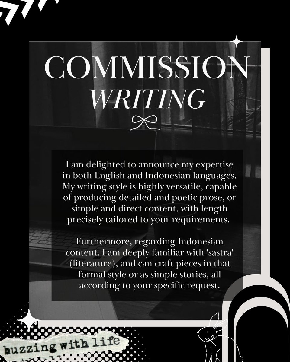 sosetsuka's tweet photo. WRITING COMMISSIONS: OPEN! 🖤

Got a ship you're obsessed with? A scene that NEEDS to exist? I'm here to write it for you! 🖤

Interested? You can slip over to my DM!

#WritingCommOpen #FanFiction #CommissionsOpen #RomanceWriter #moots https://t.co/TL84XHCdx4