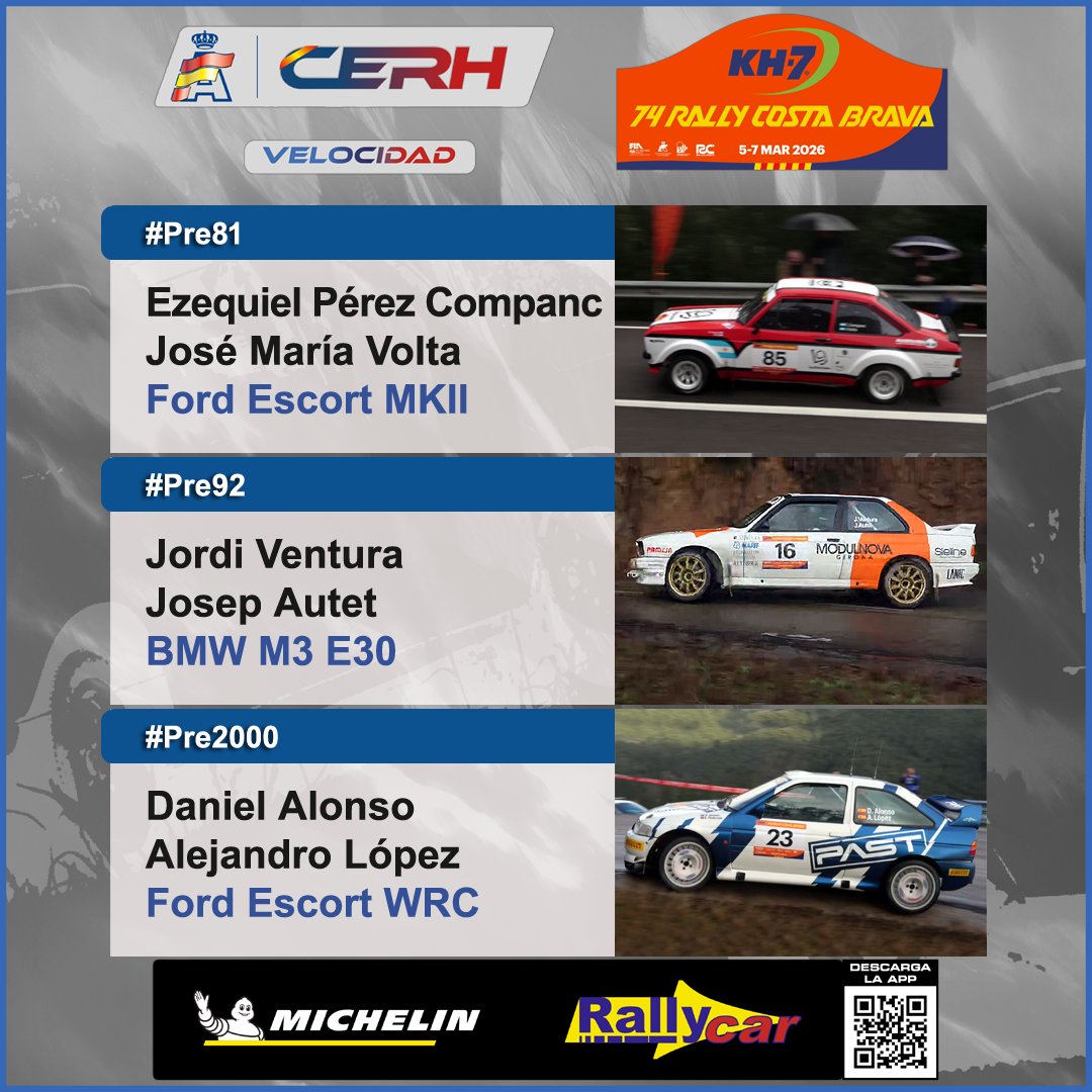 cerh_rfeda's tweet photo. En el #CERH el @RallyCostaBrava termina para los equipos de #velocidad con victoria absoluta y en #Pre2000 para Daniel Alonso-'Jandrín' López. Jordi Ventura-Josep Autet ganan en #Pre92 y Pérez Companc-José María Volta en #Pre81
⏱️Resultados oficiosos👉 https://t.co/iwMhQUXNLn https://t.co/FMHZBCSCHG