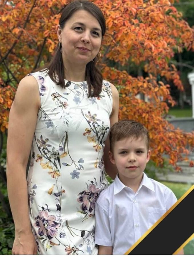 victoriaslog's tweet photo. Russians killed 9 yo Hordii and his mother in Kharkiv last night.

The little boy wanted to become a professional hockey player. So yes, sports are very much connected to the war.

His mother Olena was an elementary school teacher. https://t.co/TNqgUTXq13