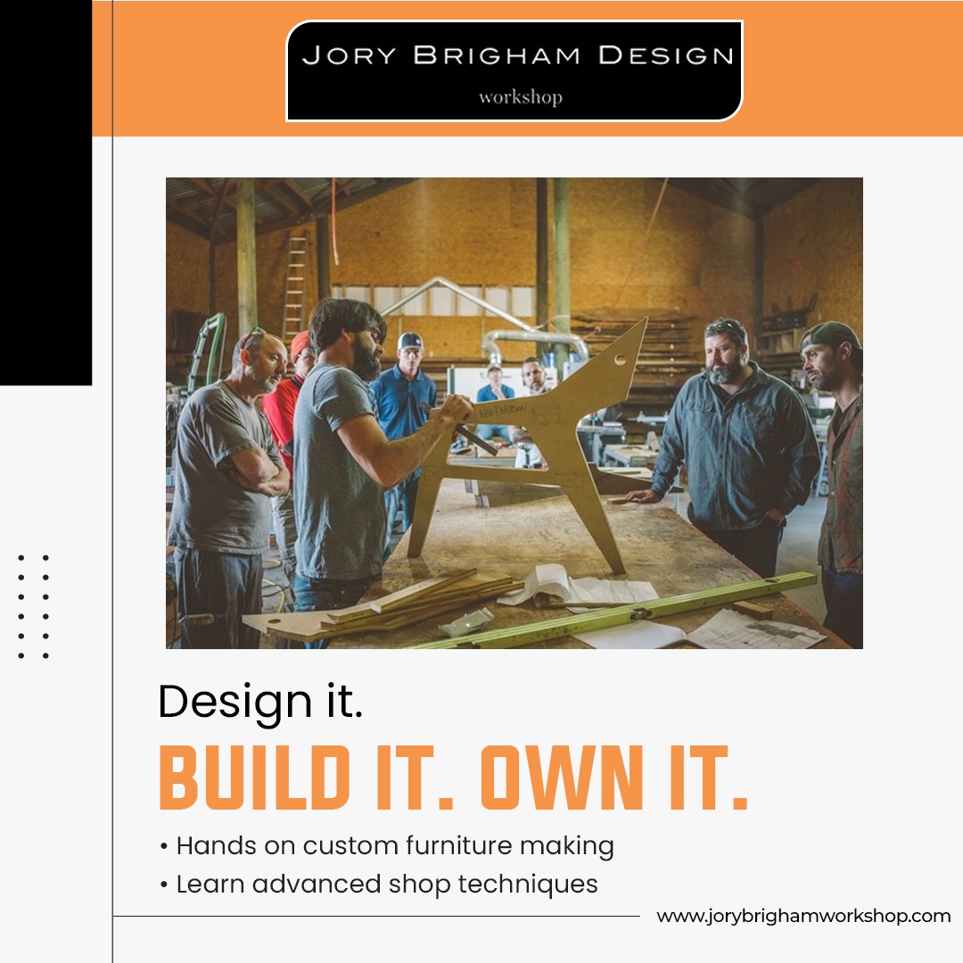 Learn modern design principles and build your own piece in a guided furniture design workshop using professional tools.

Join the next design session.
jorybrighamworkshop.com

#FurnitureDesignWorkshop #CustomFurniture #DesignAndBuild