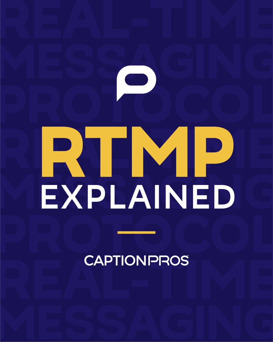 RTMP stands for Real-Time Messaging Protocol, and this is how video and audio are taken from your encoder and delivered to the livestream platform.
Learn more: bit.ly/4uwUqI7

ALT: Caption pros logo and a dark blue background,  with the text, "RTMP explained"