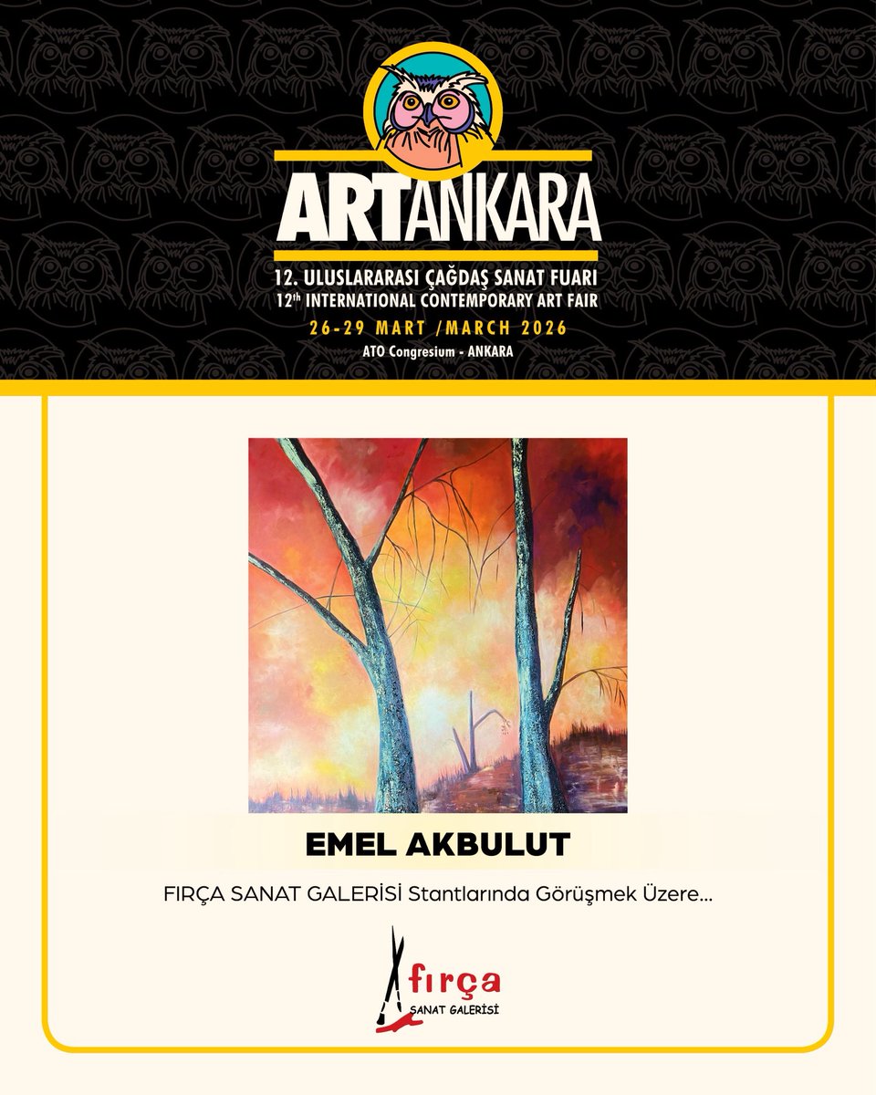 AkbulutTanr's tweet image. 25-29 Mart!…🔥
Tüm sanatseverleri,sevmeyenleri ,yolu düşenleri,özellikle düşürenleri Ankara’ya sanat fuarına bekliyoruz….
Sanatla beslenelim,sanat konuşalım….
@Art_Ankara @congresium #fair #fuar