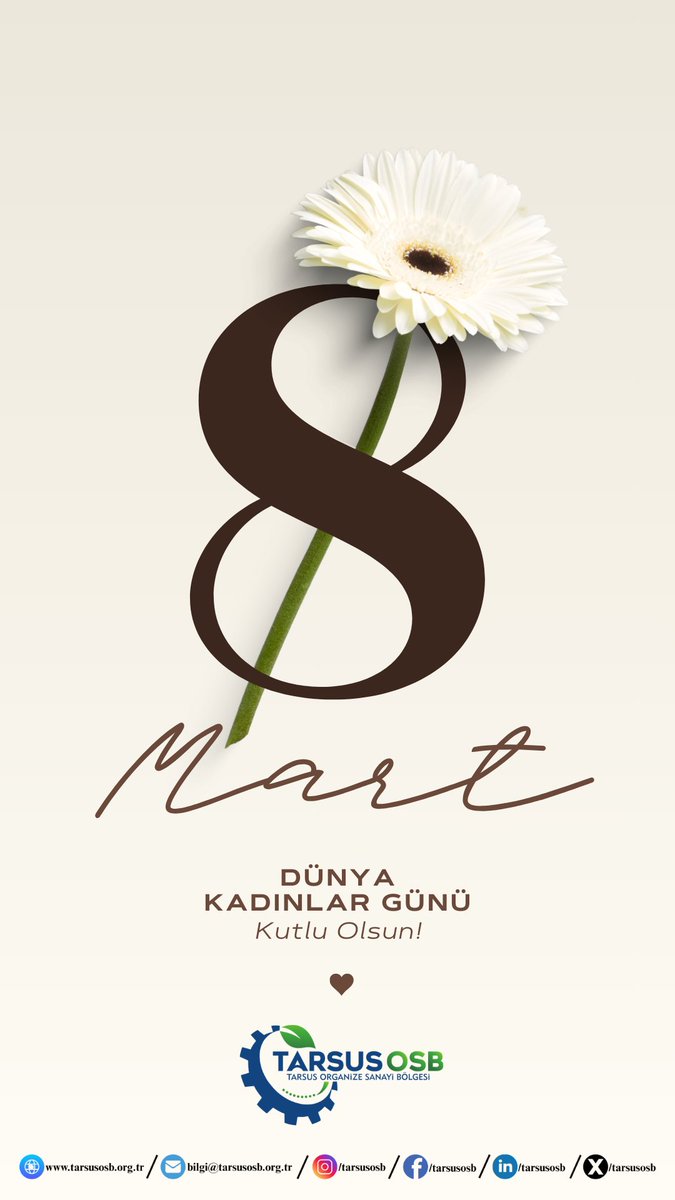 tarsusosb's tweet photo. 8 Mart Dünya Kadınlar Günü Kutlu Olsun 💐

Sanayinin gelişimine, üretime ve toplumsal hayata emekleriyle değer katan başta Tarsus OSB’de çalışan kadınlarımız olmak üzere tüm kadınların Dünya Kadınlar Günü’nü kutluyor, sağlık, huzur ve başarılar diliyoruz. 🌸 https://t.co/5FG8uUxN6I