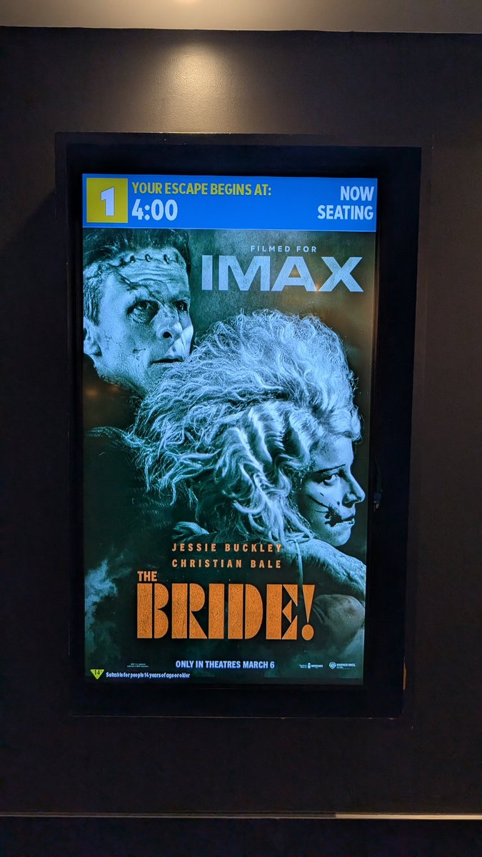 steviebeedub's tweet photo. #NowWatching The Bride! (2026) 
@CineplexMovies #horror #movietheater @thebridefilm #FilmTwitter #IMAX #horrorcommunity https://t.co/Cx1bNilSHK