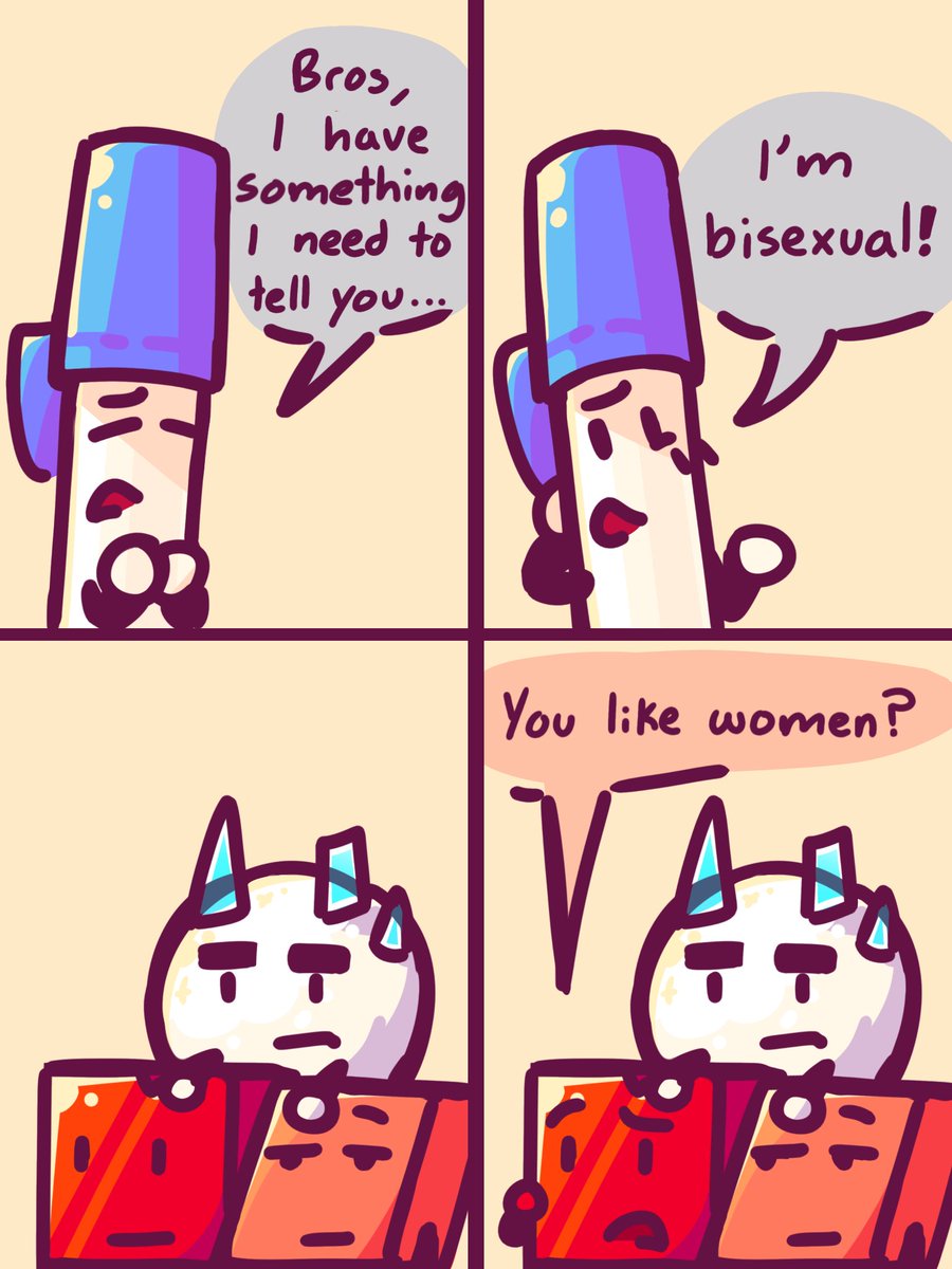 I headcanon Pen as bisexual and I'll be so honest sometimes it feels like this #bfdi