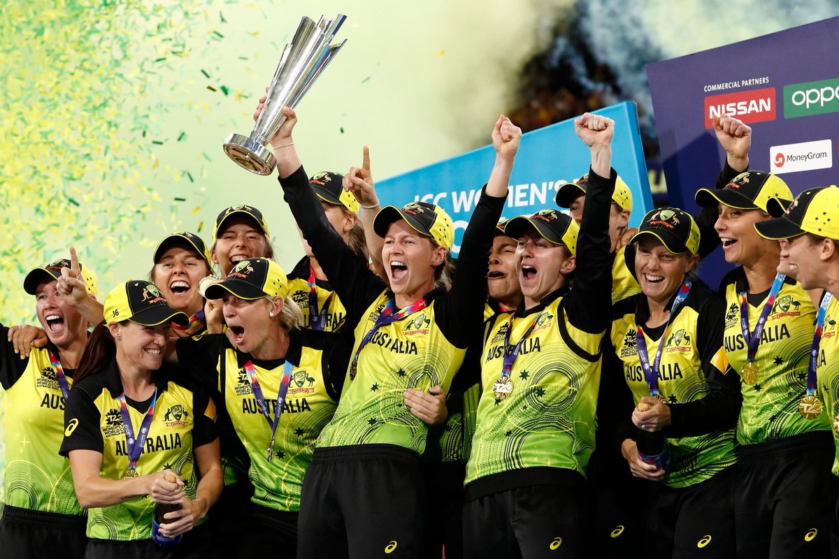 ACA_Players's tweet photo. On this Day in 2020 - Australia won the Women's T20 World Cup!

In front of 86,000+ fans at the MCG on International Women's Day, Alyssa Healy was named player of the match after making 75 off 39 balls. 

What an iconic moment in cricket history 👏 🏆 https://t.co/ZstbXIt9Zc
