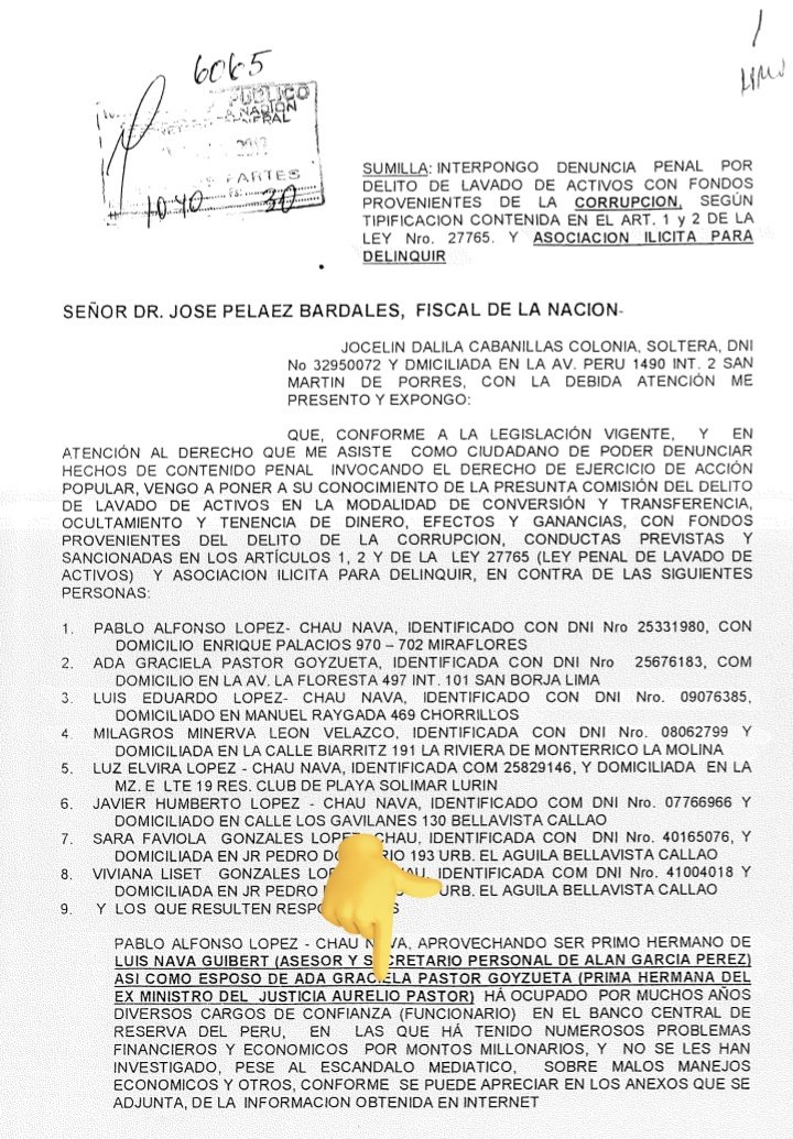 ginoequidad's tweet photo. Aurelio Pastor cuñado de Alfonso López Chau pide cárcel para mi por exponer denuncia de lavado de activos. Qué rapido opera la mafia, no saben perder un debate. Blackrock accionista de Southern financian a Lopez Chau a través del Patronato de la UNI de Roque Benavides https://t.co/A4WJTKRBHf