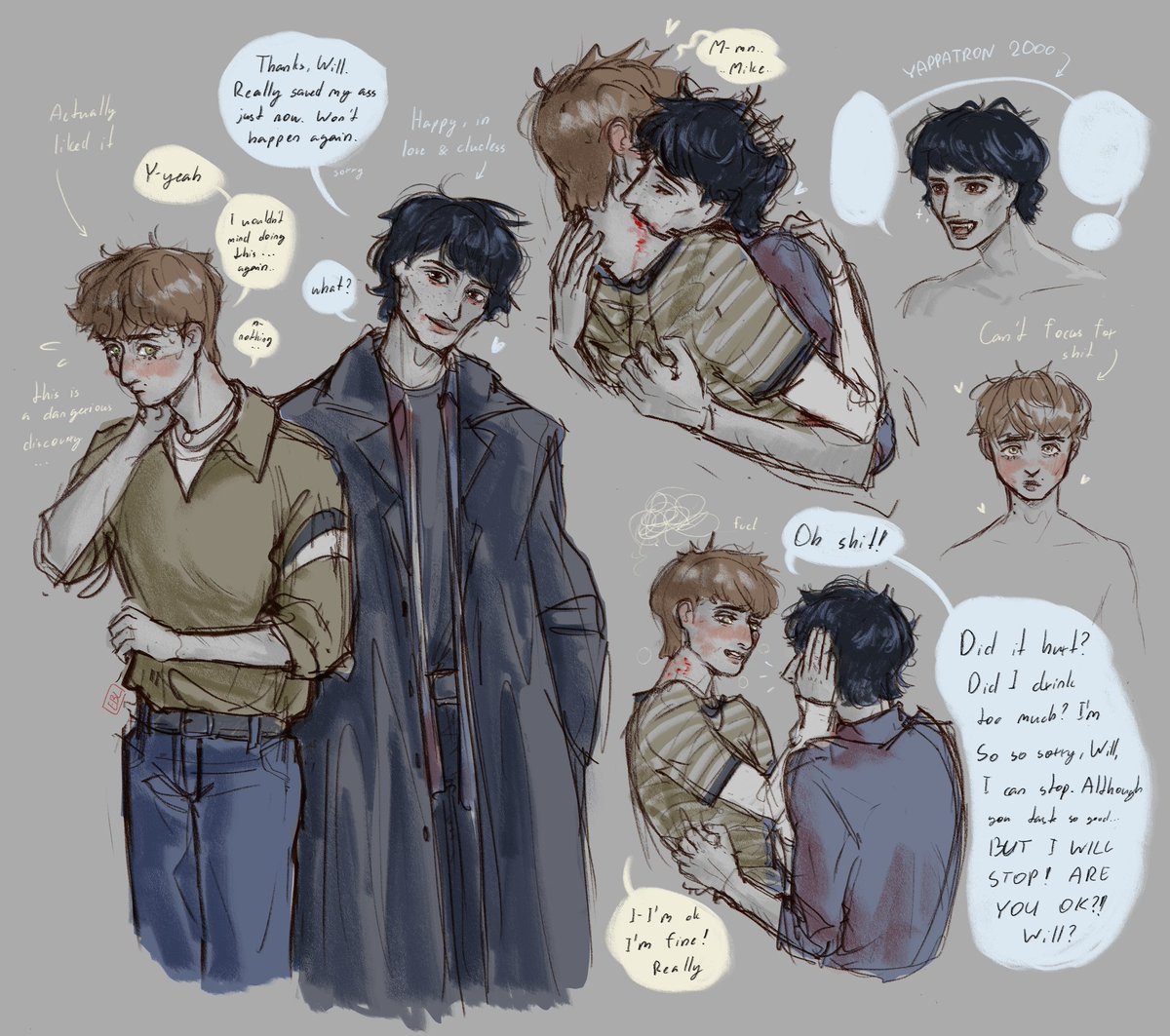 e_bee_honey's tweet photo. It did happen again.. and again 👅🩸 just love the idea of Will enjoying it a lil too much and Mike being lowk dumb. My fluffy ish take on vamp!mike 😛
#byler https://t.co/UcsOqZVjb3