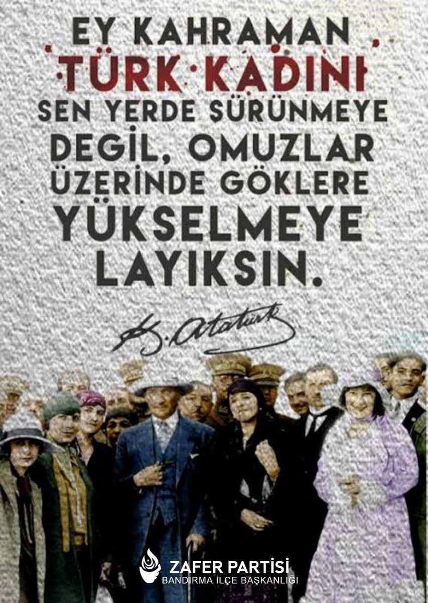 "Dünya yüzünde gördüğümüz her şey kadının eseridir."
-Gazi Mustafa Kemal ATATÜRK 

#8Mart Dünya Kadınlar Günü kutlu olsun.