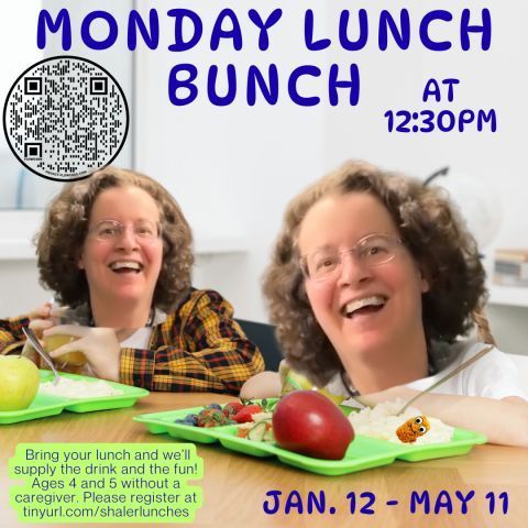 shalerlibrary's tweet image. Monday Lunch Bunch is fun at #ShalerLibrary from 12:30–1:15 PM! Bring your lunch, and we’ll supply the drink and great fun as we explore stories and crafts each week for ages 4, 5 &amp;amp; 6 without a caregiver. Please register. #snhl #LunchBunch #PittsburghKids