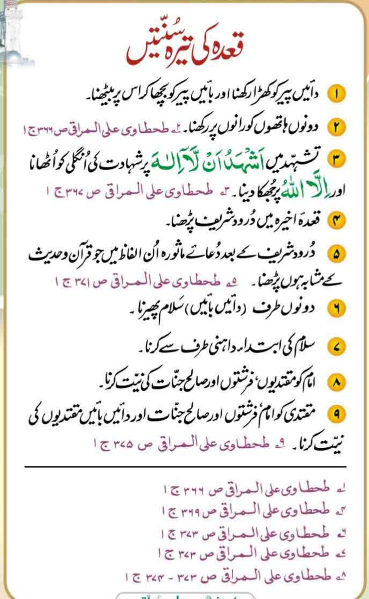 Fussilat_Acad's tweet photo. Namaz ki 51 Sunnatain.air faraiz e namaz. Part 2

Sunnah Of Our Beloved Prophet Peace Be Upon Him.

Sunnato ki Tafseel.

Qiyam ki 11 

Qirrat ki 7

Ruku ki 8

Sajda ki 12

Qa'da (Yani attahiyat) ki 13

Total namaz ki sunnatain =51

#quran #hadees #hadith #sunnah #islam https://t.co/BvjuVI5rDT