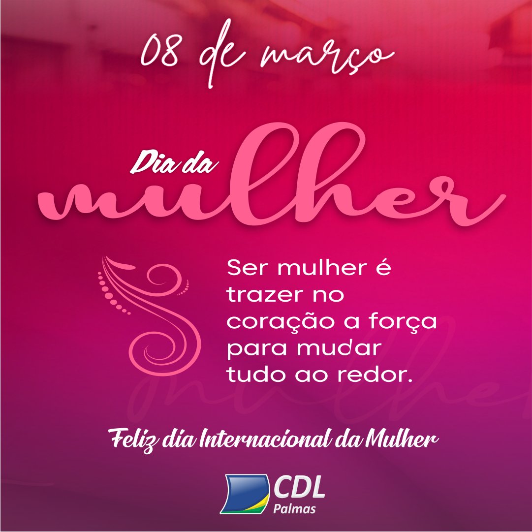 cdldepalmas's tweet photo. Hoje celebramos a força, a dedicação e a inspiração de todas as mulheres que fazem a diferença todos os dias e contribuem para o crescimento da nossa sociedade.

Homenagem da CDL Palmas a todas as mulheres. 🌷

#diaDaMulher https://t.co/qbcXAJk4zi