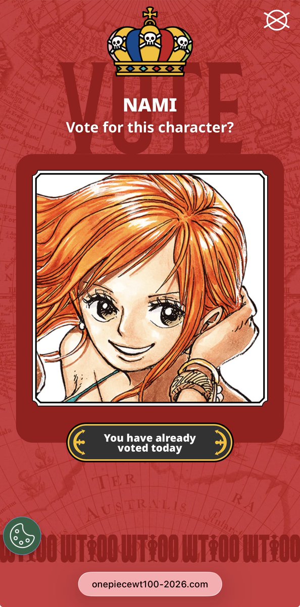 Urarokin's tweet photo. The 2nd Global ONE PIECE Character Popularity Poll (WT100)!
Of course I voted for Nami!
This kind of stuff is always so much fun, isn’t it?

#onepiece 
#nami https://t.co/XY6JJNcPwD