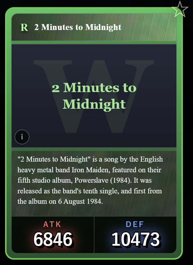 ev0lence's tweet photo. Wikigacha R - Iron Maiden : Two Minutes to Midnight

https://t.co/i7Sn3qfRVZ https://t.co/zLlqLt6oHv
