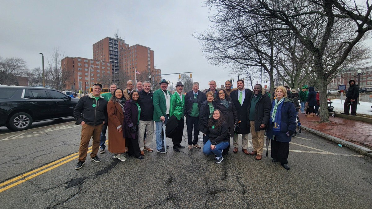 DonGrebien's tweet photo. The energy was electric today at Pawtucket’s St. Patrick’s Day Parade! I loved seeing the city decked out in green. Congratulations to the 2026 Grand Marshall, @CCRIPresident, Rosemary Costigan. #pawtucketpride #stpatricksdayparade ☘️ https://t.co/UglTDgjery