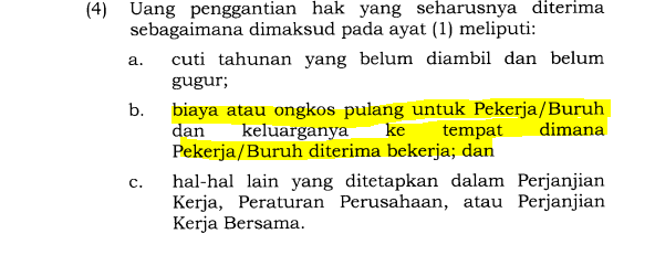 MenteriPekerja's tweet photo. asal lu tau ya kalo pekerja PKWTT itu resign atau di PHK berhak untuk dapat uang pergantian hak yg isinya bisa minta ongkos untuk pulang ke tempat asal.

Pasal 40 PP 35 tahun 2021 https://t.co/wZEkveAkoc