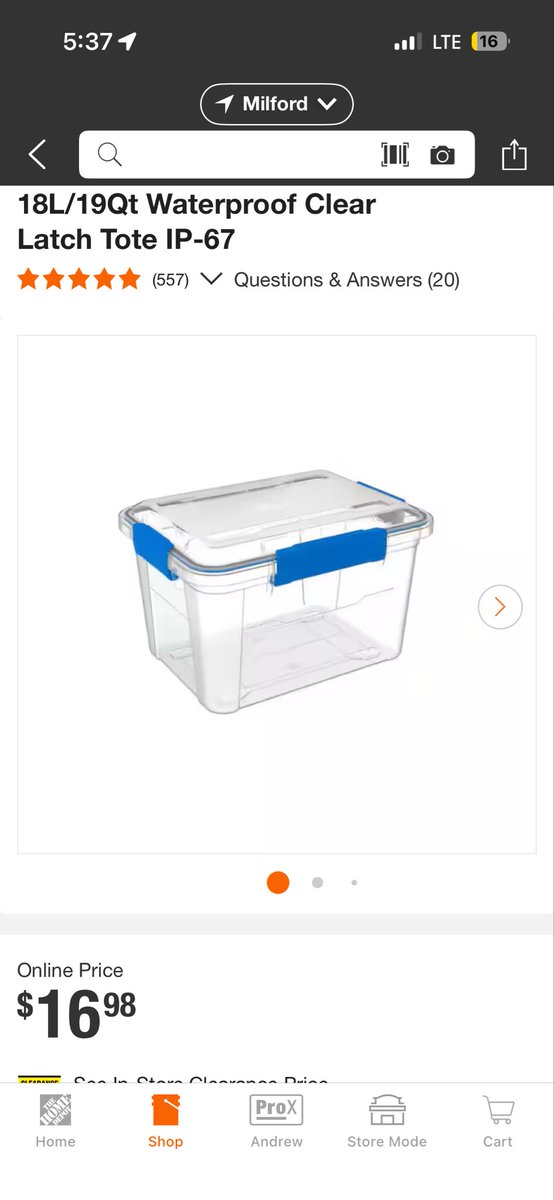 Andydrew513's tweet photo. @HomeDepot  y’all are getting greedy charging almost 10 bucks more on storage totes than what @Menards is charging for the exact same brand size and model of gasketed storage bin..same exact thing how many other items are overpriced @HomeDepot https://t.co/K2GenlEDvM