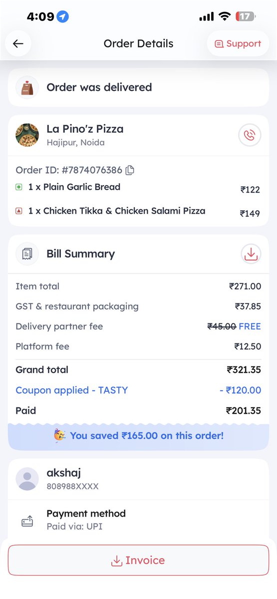 Valkera7o7's tweet photo. Just had one of the worst experiences ordering from La Pino’z Pizza. The garlic bread was rock hard and completely burnt, and the pizza arrived cold and stale. Definitely not what you expect when you pay for fresh food. Really disappointing.
@zomatocare @zomato https://t.co/y8bhq3sgsm