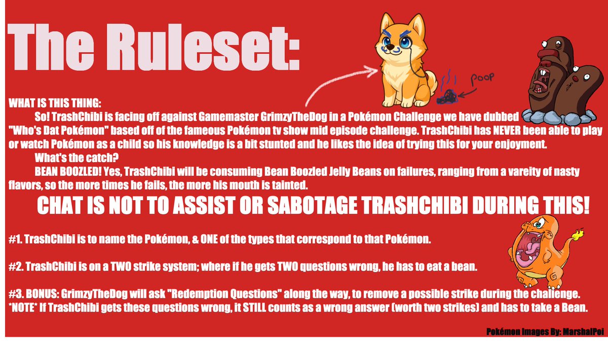 TrashChibi's tweet photo. Date to be determined; but I will be doing a Bean Boozle challenge where I try to guess the name and type of a Pokémon on stream. I will make an official announcement about it. Bean Boozled are Jelly Beans that aren’t so tasty, in fact, VERY gross! https://t.co/U06yPCYxrn
