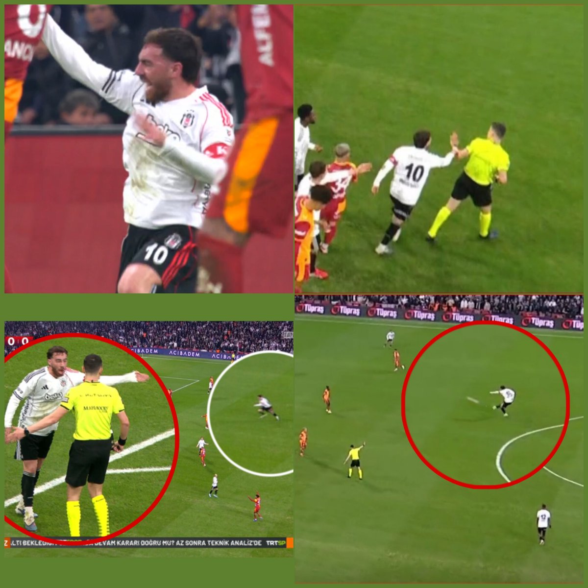 Orkun Kökçü, Galatasaray karşısında sarı kart gördüğü pozisyon dışında 4 kez daha sarı kart görmeliydi. (TRIO)

— Hakeme itiraz
— Hakeme temas
— Hakemin üstüne koşu
— Hakemin düdüğü sonrası tepki