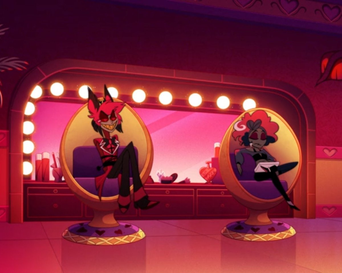 GPriestess24's tweet image. #LRT okay but no seriously i am never not thinking about the fact that Alastor was literally there with velvette and val

vox didn’t bring him there, he was just??? already there hanging out with them!??