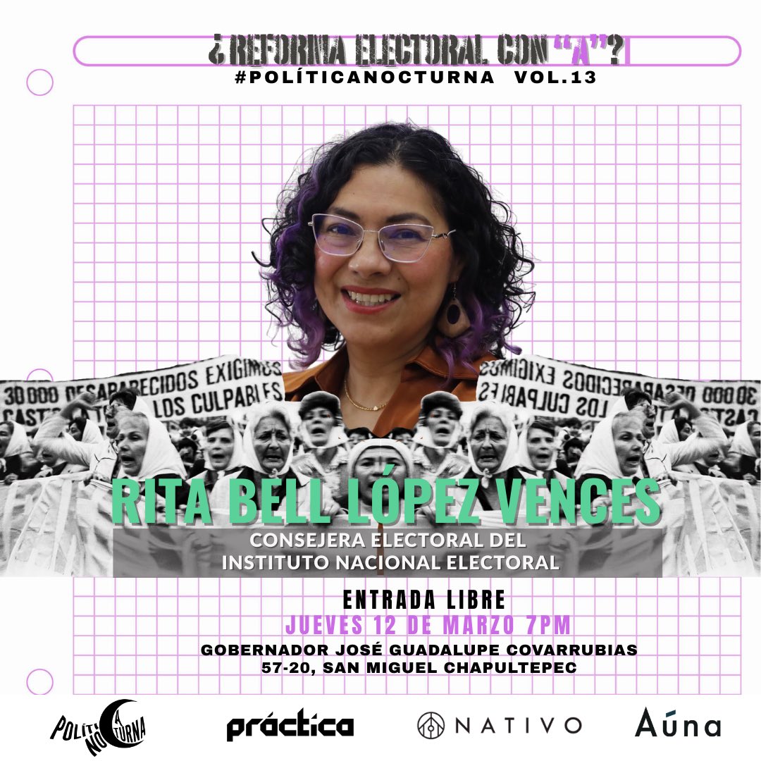 aurel_gt's tweet photo. Con: 
🟣 @amaliagarciamx Senadora, presidenta de la Comisión Especial para el Seguimiento a la Implementación de la #Agenda2030.
🟣@RitaBellLpz Consejera Electoral del #INE.
🟣@Cciliahc Consejera Electoral del Instituto Electoral de la #CDMX.
🟣@monicatapiaa - Coordinadora Estratégica de @AunaMexico.