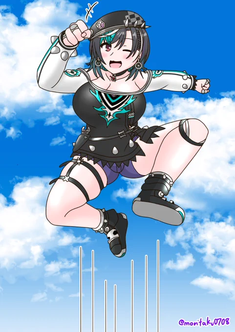 大きくジャンプする千速さん 千速「君がちはを 見つめ続けて くれるなら～」 #ホロライブ #もはやちはや #輪堂千速