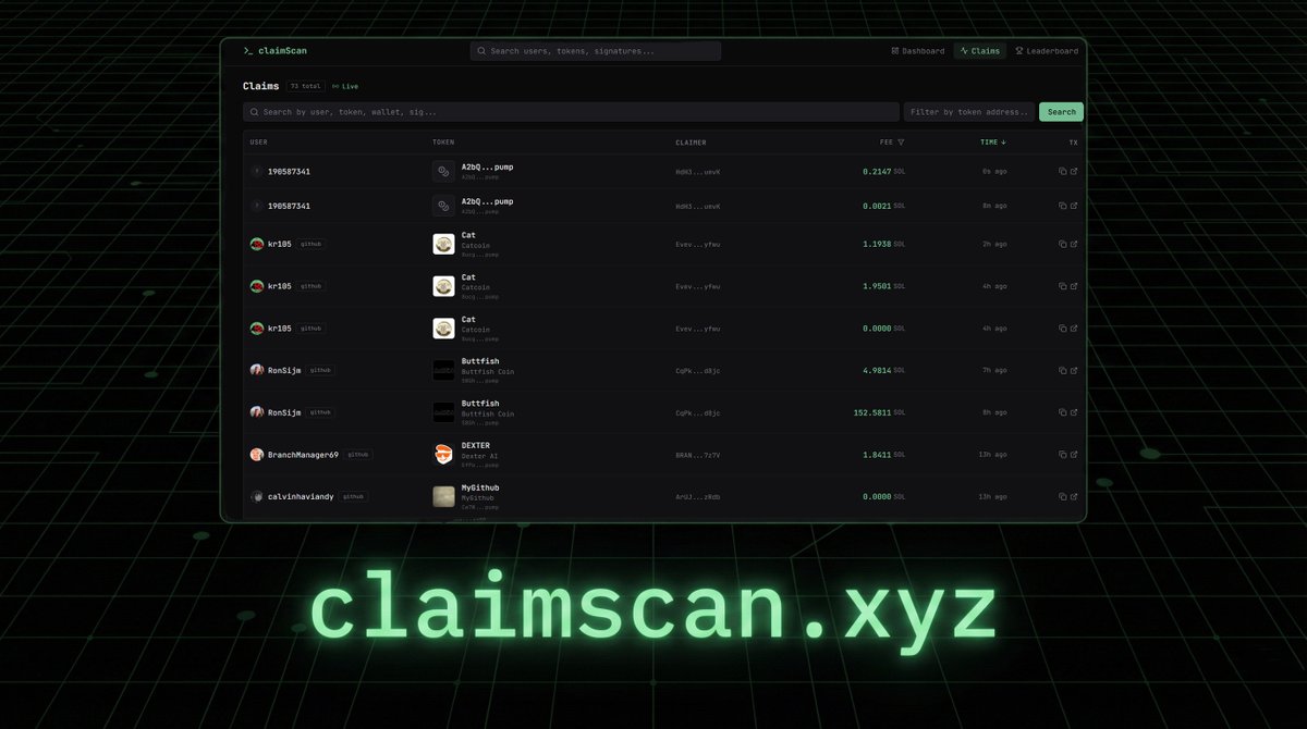 ClaimScan | The Fee Claim Tracking Dashboard tweet media