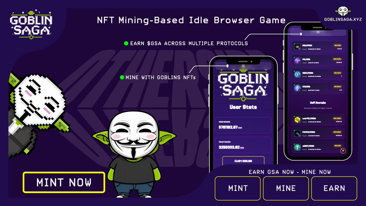 GM haven’t tried our app yet? 
💎 Mint your Goblin, earn $GSA, buy mines, partners and items with $GSA Tokens.

🔥 Start mining and join us today Degen!
GSA on $POL: goblinsaga.xyz
GSA on $APE: apechain.goblinsaga.xyz

#NFT #Crypto #GoblinSaga $POL $APE