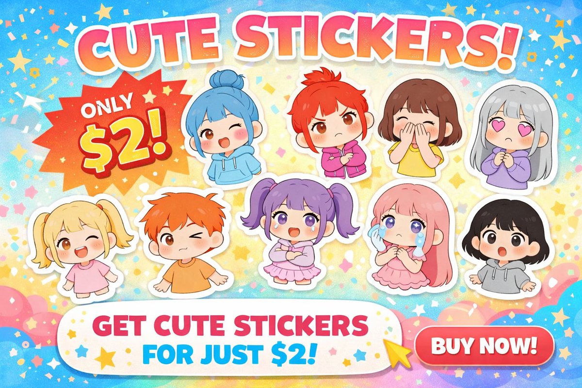 BJstore87's tweet image. ✨ Cute Sticker Pack!

Add more emotion to your chats with these adorable chibi-style stickers 💬💖
🎨 10 unique cute expressions
📥 High-quality digital download
💰 Only **$2**!

👇✅
bjstore87.gumroad.com/l/Cutechibisti…

#stickers  #chibisticker #digitalsticker #cuteart #gumroad