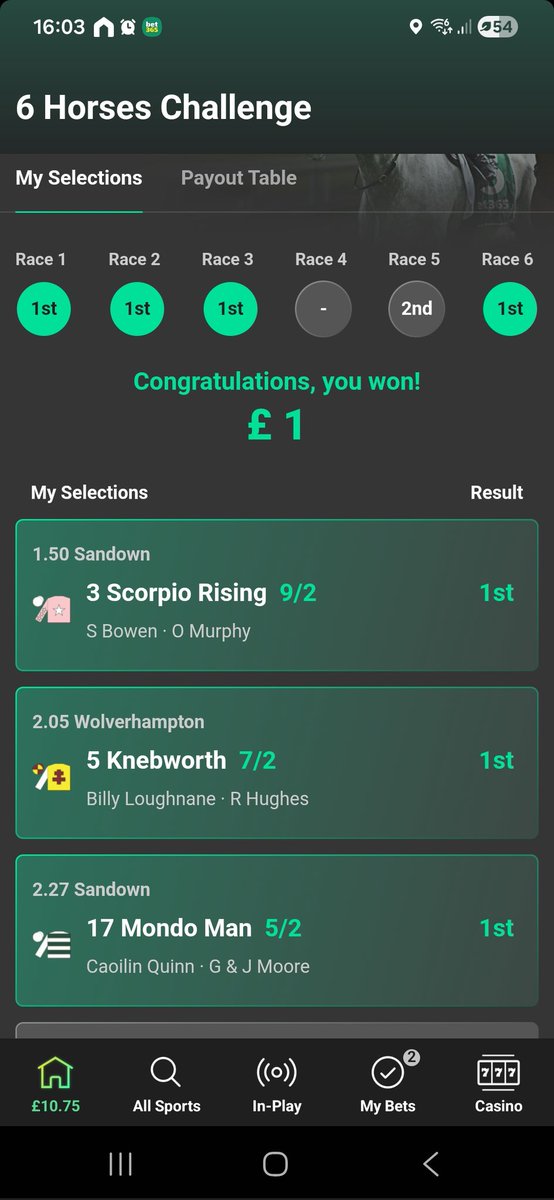 m_tmps's tweet photo. @bet365help hi, one is my mates and one is mine... just wondering how its worked out that ive won 4 races and got less than someone with 3 winners🤣 https://t.co/H457yeZh05