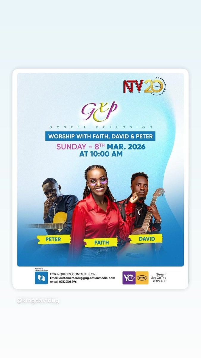 king_david_ug's tweet photo. Sunday is back, and so are we! Tune in to @ntvuganda this Sunday at 10am and worship the Lord with us! https://t.co/ctyWi1Tq58