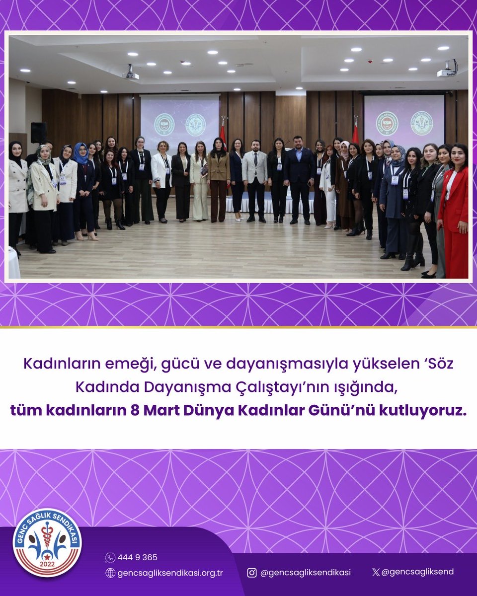 gsskadin's tweet photo. Genel Başkanımız Osman Kaya’nın vizyonu, liderliği ve öncülüğünde kadın emeğini görünür kılmak ve dayanışmayı büyütmek adına önemli bir adım daha attık.

Kadınların g��cünü, emeğini ve sözünü merkeze alan “Söz Kadında Dayanışma Çalıştayı”, sağlık alanında emek veren kadınların yaşadığı sorunların konuşulduğu, çözüm önerilerinin paylaşıldığı ve dayanışmanın güçlendiği anlamlı bir buluşma oldu.

Bu kıymetli organizasyonda emeği geçen başta Kadın Kolları Başkanımız Sevda Koca olmak üzere katkı sunan tüm katılımcılara ve destek veren herkese teşekkür ediyoruz.

Kadın emeğinin, mücadelesinin ve dayanışmasının simgesi olan Dünya Kadınlar Günü’nü en içten dileklerimizle kutluyor; sağlık alanında emek veren tüm kadınların yanında olmaya devam edeceğimizi bir kez daha vurguluyoruz. 
#8MartDünyaKadınlarGünü