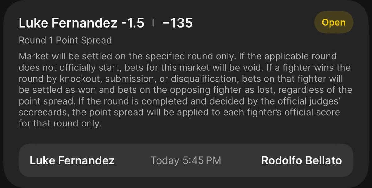 WBouphavan's tweet image. Fernandez is 6-0 and has 4 R1 finishes, making his debut. He is the more technical striker and better grappler vs Bellato who hasn’t won on any judges score card in R1. He has 4 UFC fights and is 0-9 and a NC in R1 in his career.  Join the discord for all our bets. Link in bio.