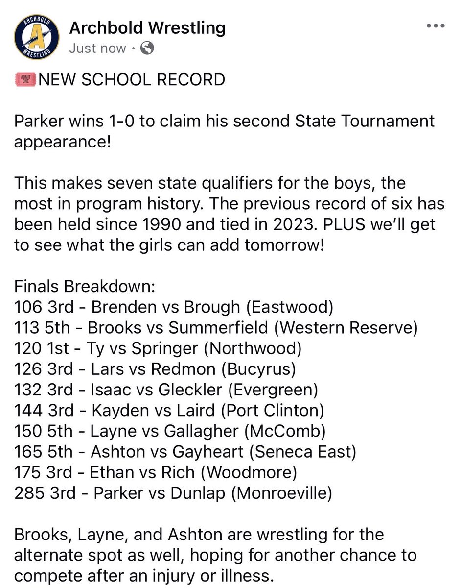 Archbold Athletic Boosters tweet media