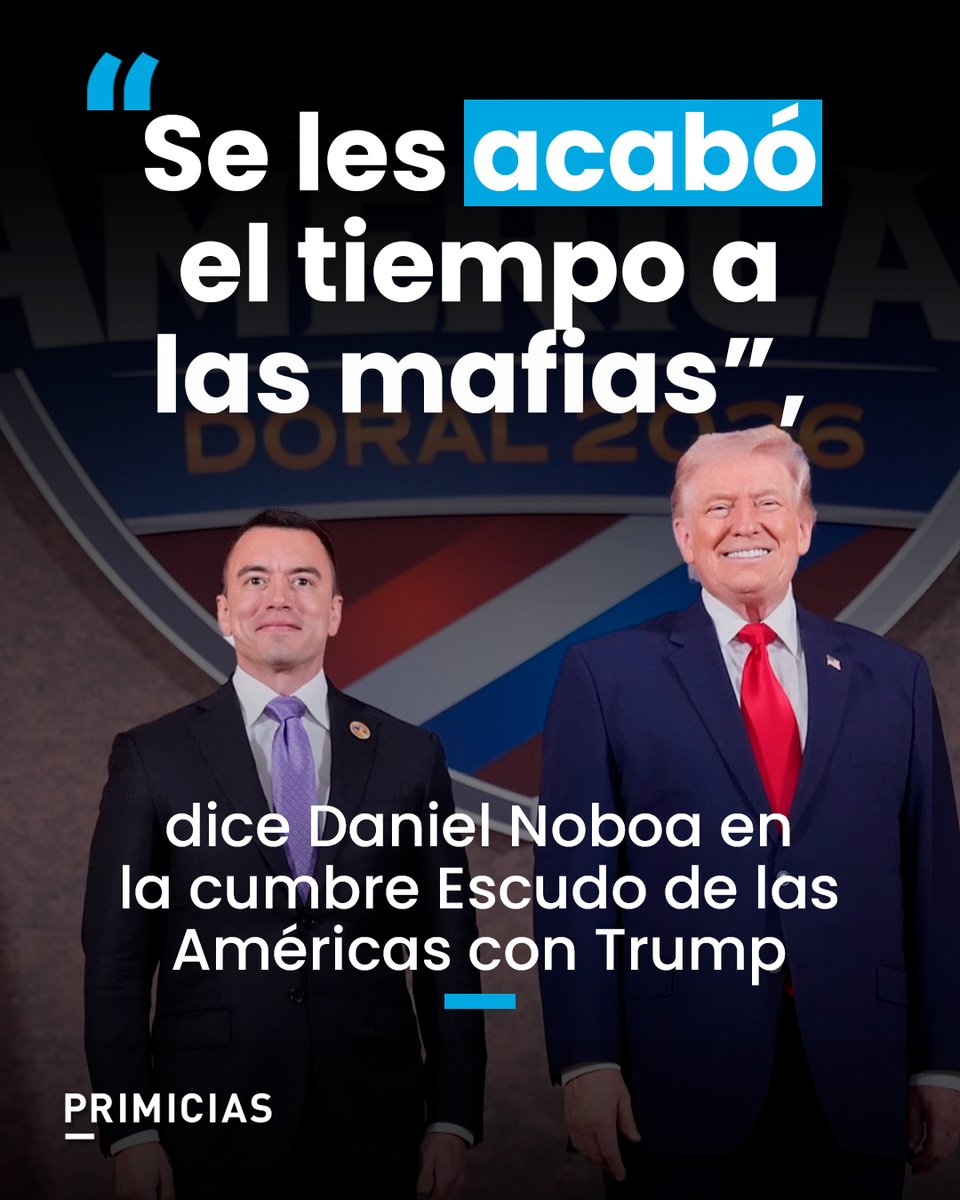 #ATENCIÓN | El presidente de Ecuador, Daniel Noboa, asistió a la cumbre denominada Escudo de las Américas para abordar la seguridad regional y el combate al narcotráfico. prim.ec/KO7X50YqGTl