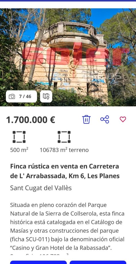 El Casino de la Rabassada està a la venda a Fotocasa😵