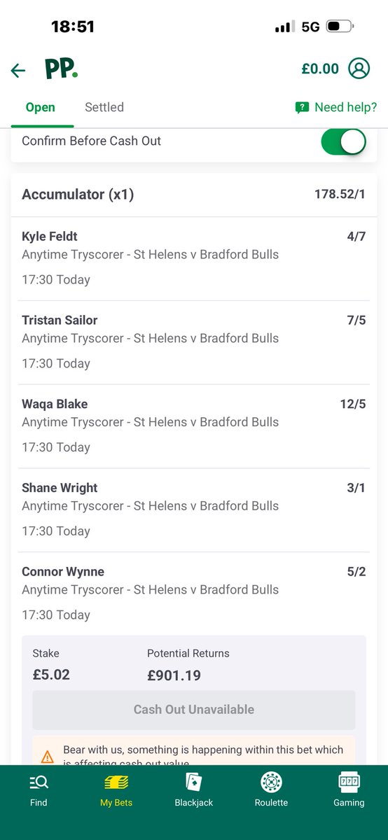 multiplerunner's tweet photo. @AskPaddyPower were is the cashout option??? https://t.co/QdPjpnzkrI