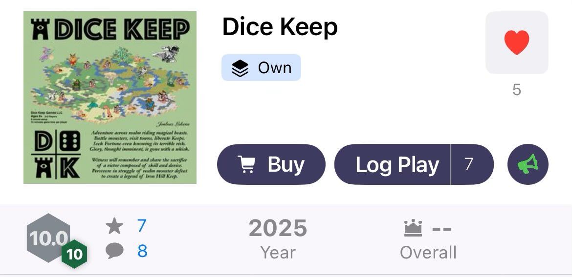 Learned today that >1k Board Game Geek reviews and a score >7 is needed for a board game shop to take a chance on an independent publisher.  I’ve only need 993 more.