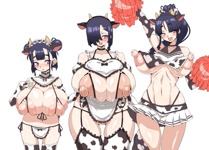 親娘全員描いたので並べてみる